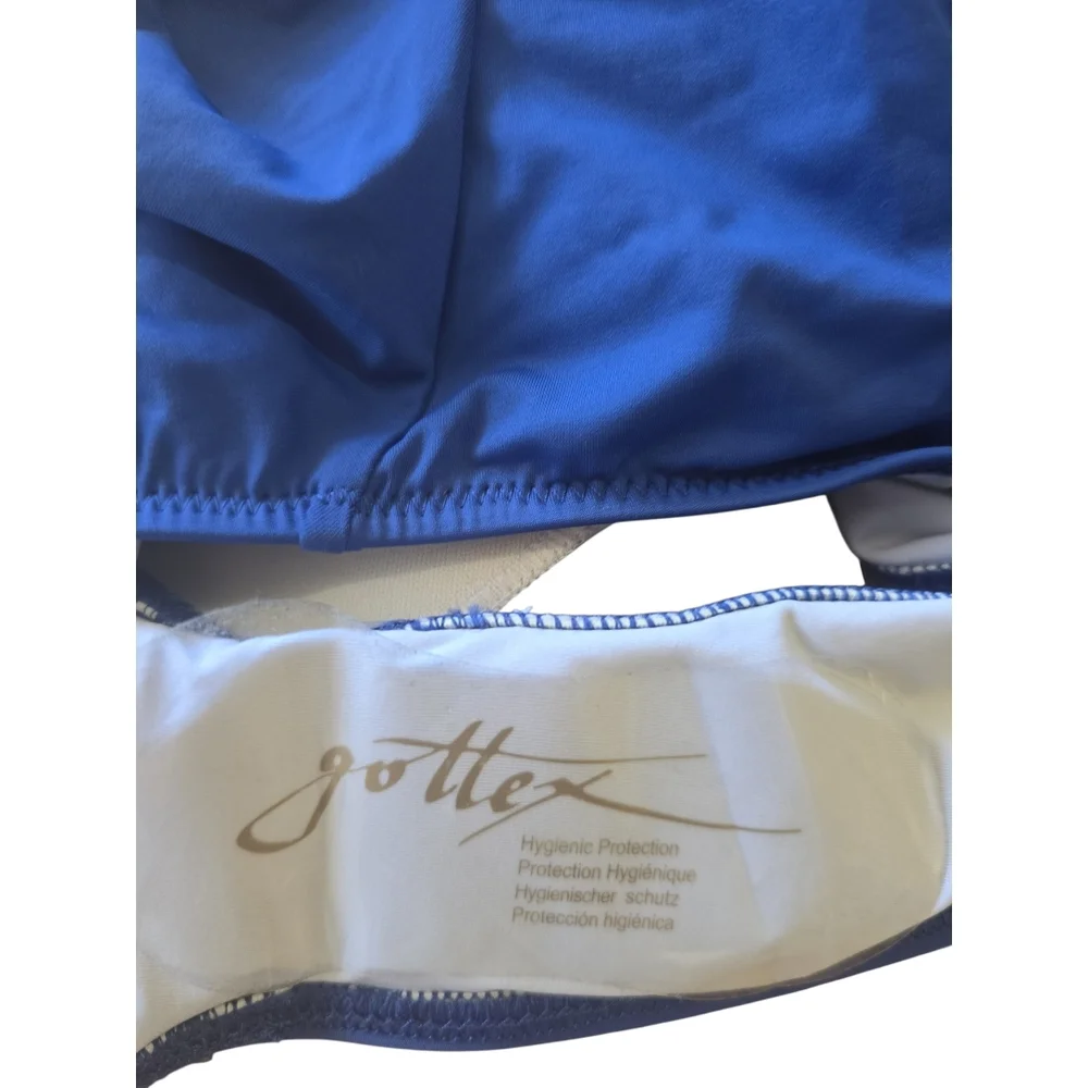 Gottex Blue Halter One Piece Swimsuit Deep V Plunge NWT Size 14
